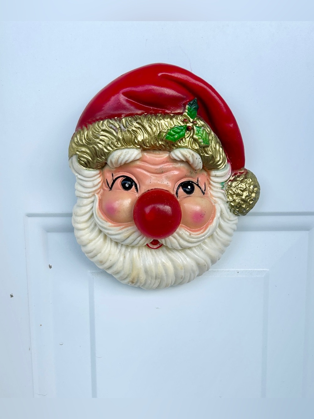 MCM Santa Door Bell! Vintage Christmas Music Player w/ Push Button Nose- Works!
